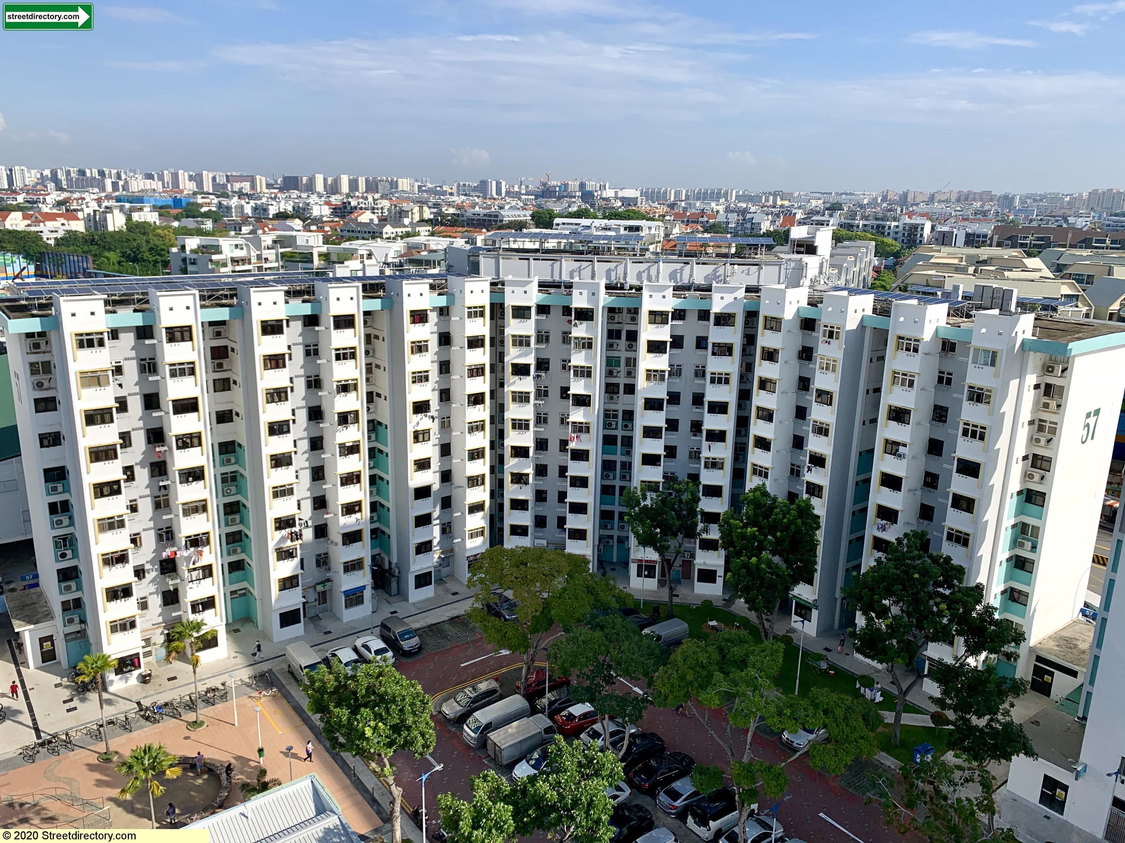 Singapore district skyline with residential and commercial buildings